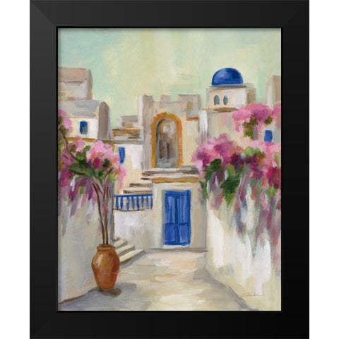 Santorini Street II Black Modern Wood Framed Art Print by Vassileva, Silvia