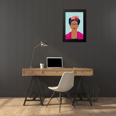Frida Kahlo I Black Modern Wood Framed Art Print by Thorns, Becky
