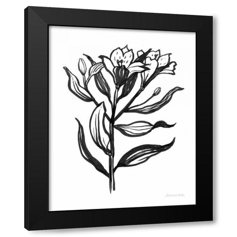 Ink Flower I Black Modern Wood Framed Art Print by Miller, Sara Zieve