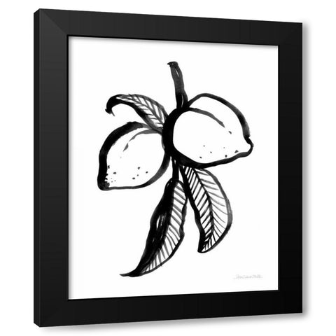 Ink Peaches Black Modern Wood Framed Art Print with Double Matting by Miller, Sara Zieve