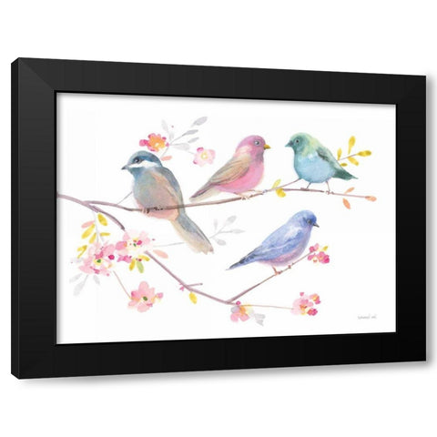 Flight Friends V Black Modern Wood Framed Art Print with Double Matting by Nai, Danhui