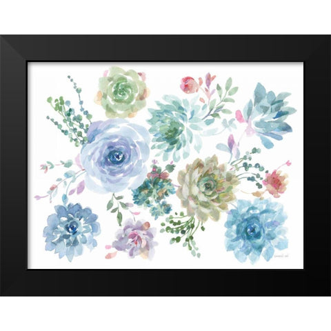 Pretty Succulents Black Modern Wood Framed Art Print by Nai, Danhui