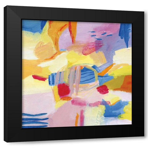 Pastel Shades Abstract Black Modern Wood Framed Art Print by Zaman, Farida