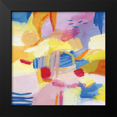 Pastel Shades Abstract Black Modern Wood Framed Art Print by Zaman, Farida