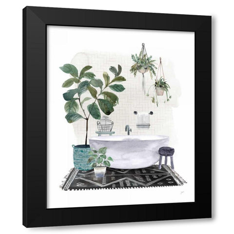 Courtyard Bath No Cat Neutral Black Modern Wood Framed Art Print by Panganiban, Karyn
