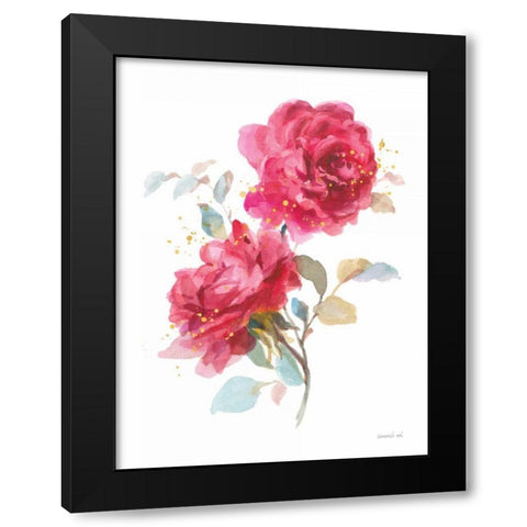 Bold Roses II Black Modern Wood Framed Art Print with Double Matting by Nai, Danhui
