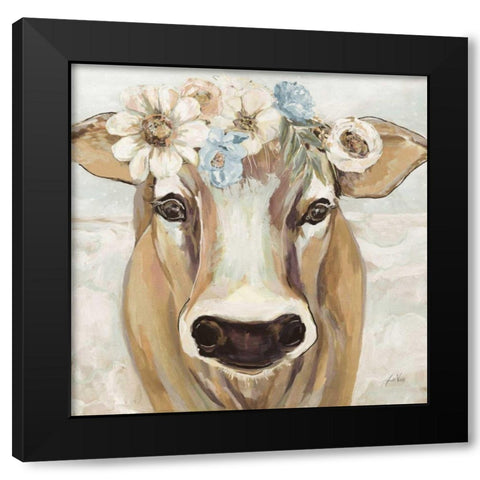 Beau with Flowers Neutral Black Modern Wood Framed Art Print with Double Matting by Vertentes, Jeanette