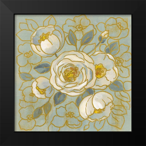 Sage Floral II v2 Black Modern Wood Framed Art Print by Vassileva, Silvia