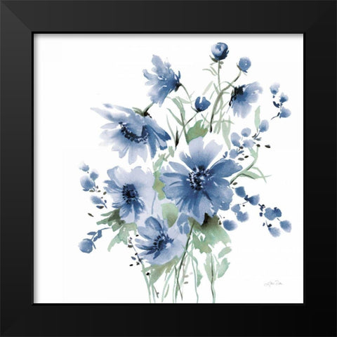 Secret Garden Bouquet I Blue Black Modern Wood Framed Art Print by Pete, Katrina