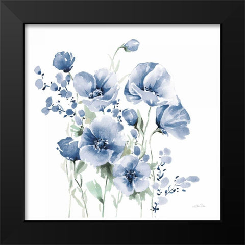 Secret Garden Bouquet II Blue Black Modern Wood Framed Art Print by Pete, Katrina