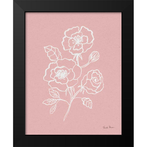 Joyful Peonies I Pink Black Modern Wood Framed Art Print by Zaman, Farida
