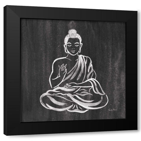 Buddha Gray Black Modern Wood Framed Art Print with Double Matting by Zaman, Farida