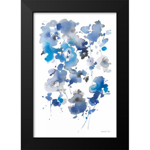 Cascading Petals II Black Modern Wood Framed Art Print by Nai, Danhui