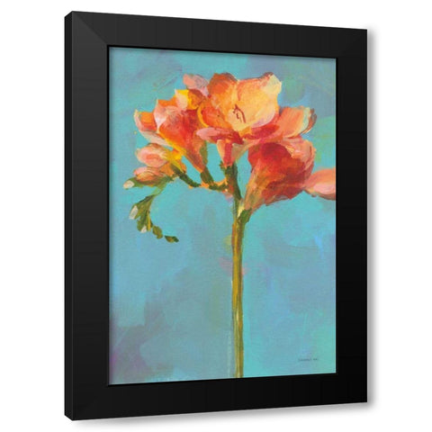 Modern Floral II Black Modern Wood Framed Art Print with Double Matting by Nai, Danhui