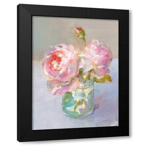 Sweet Roses I Black Modern Wood Framed Art Print by Nai, Danhui