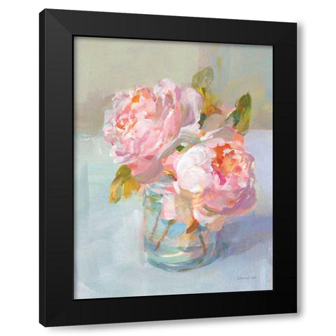 Sweet Roses II Black Modern Wood Framed Art Print with Double Matting by Nai, Danhui