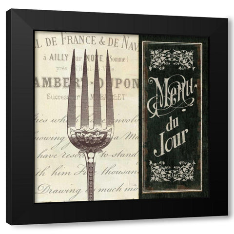French Menu II Black Modern Wood Framed Art Print with Double Matting by Pela Studio