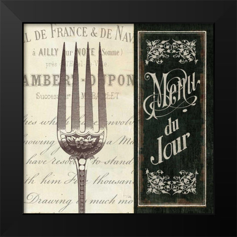 French Menu II Black Modern Wood Framed Art Print by Pela Studio