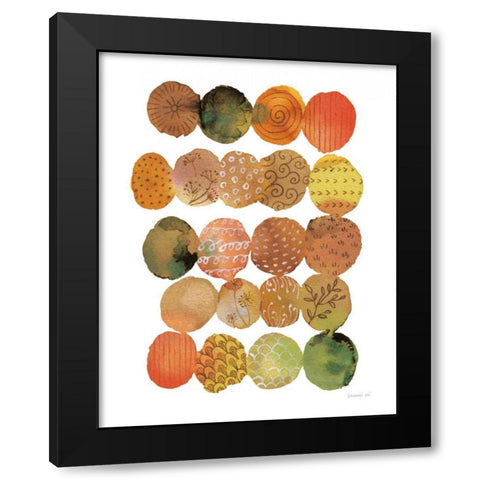 Fall Circle Stories II Black Modern Wood Framed Art Print by Nai, Danhui