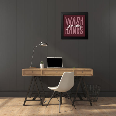Bathroom Advice I Purple Black Modern Wood Framed Art Print by Wild Apple Portfolio