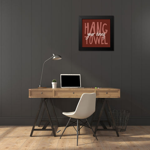 Bathroom Advice II Red Black Modern Wood Framed Art Print by Wild Apple Portfolio