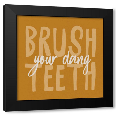 Bathroom Advice IV Yellow Black Modern Wood Framed Art Print with Double Matting by Wild Apple Portfolio