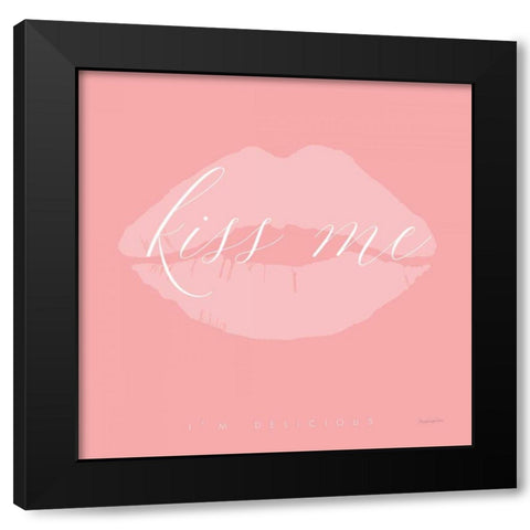 Kiss Me Black Modern Wood Framed Art Print by Charro, Mercedes Lopez