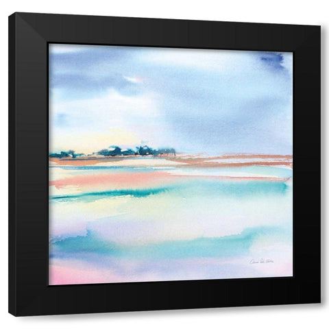Water and Sand Black Modern Wood Framed Art Print with Double Matting by Valle, Aimee Del