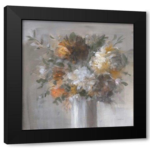 Weekend Bouquet with Green Black Modern Wood Framed Art Print by Nai, Danhui