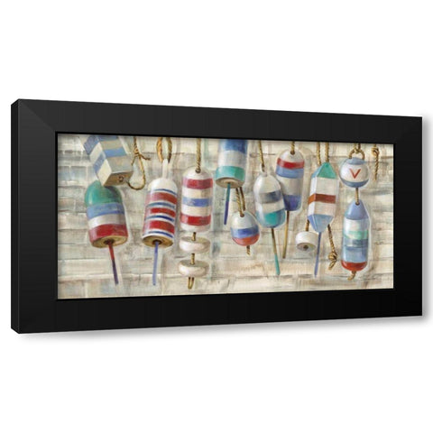 Summer Buoys Black Modern Wood Framed Art Print with Double Matting by Vassileva, Silvia