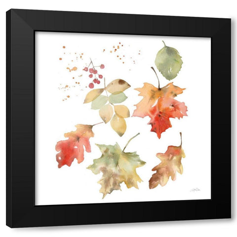 Falling Leaves II Black Modern Wood Framed Art Print with Double Matting by Pete, Katrina