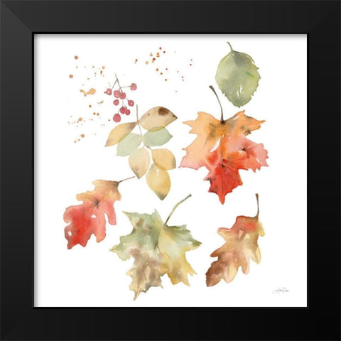 Falling Leaves II Black Modern Wood Framed Art Print by Pete, Katrina