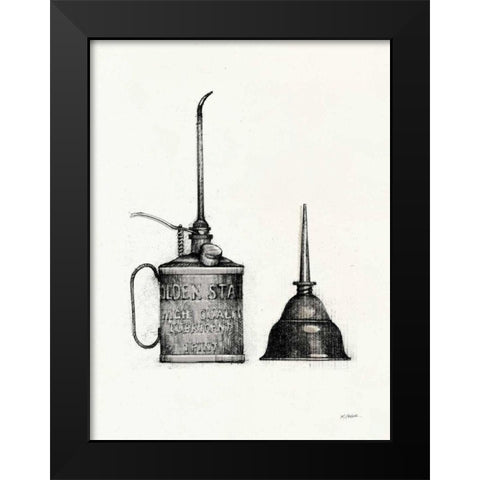 Oil Cans with Color Crop Black Modern Wood Framed Art Print by Schick, Mike