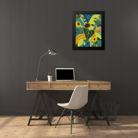 Sunflowers Black Modern Wood Framed Art Print by Gallagher, Megan