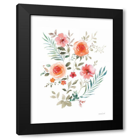 Floral Serenade III Black Modern Wood Framed Art Print with Double Matting by Nai, Danhui