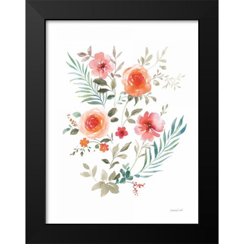 Floral Serenade III Black Modern Wood Framed Art Print by Nai, Danhui