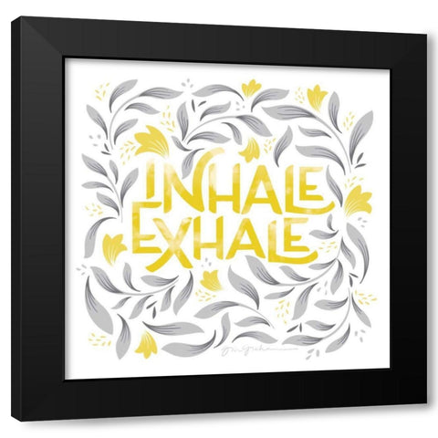 Calm Words II Yellow Gray Black Modern Wood Framed Art Print with Double Matting by Graham, Gia