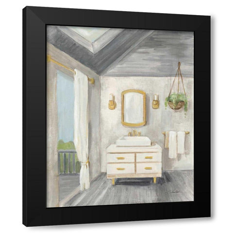 Attic Bathroom I Gray Wood Black Modern Wood Framed Art Print with Double Matting by Vassileva, Silvia