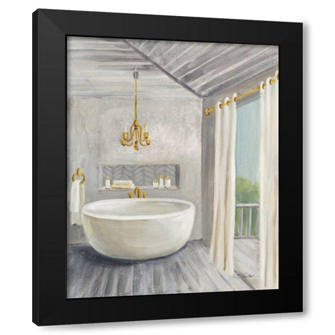 Attic Bathroom II Gray Wood Black Modern Wood Framed Art Print with Double Matting by Vassileva, Silvia