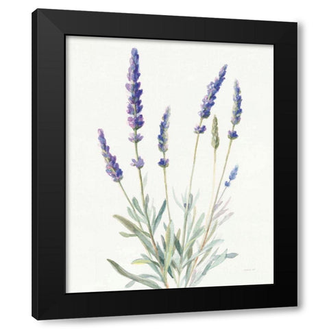 Floursack Lavender I on Linen Black Modern Wood Framed Art Print with Double Matting by Nai, Danhui