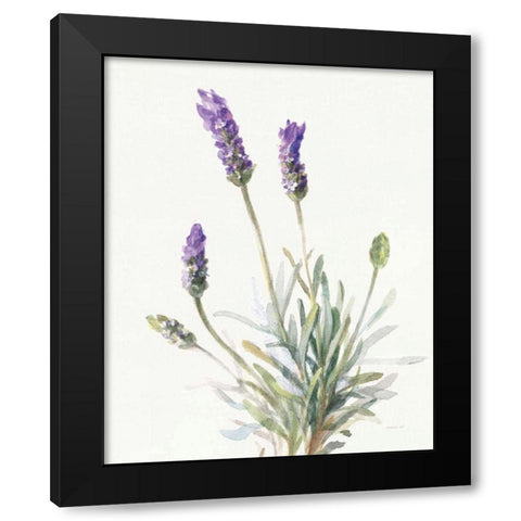 Floursack Lavender III on Linen Black Modern Wood Framed Art Print with Double Matting by Nai, Danhui