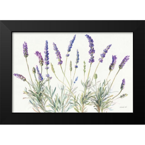 Floursack Lavender V on Linen Black Modern Wood Framed Art Print by Nai, Danhui