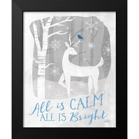 Woodland Wishes I Blue Black Modern Wood Framed Art Print by Marshall, Laura