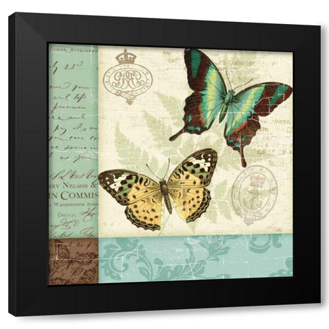 Butterfly Patchwork I Black Modern Wood Framed Art Print with Double Matting by Pela Studio