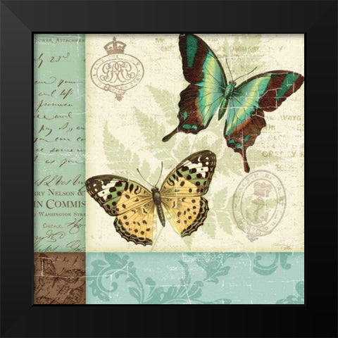 Butterfly Patchwork I Black Modern Wood Framed Art Print by Pela Studio