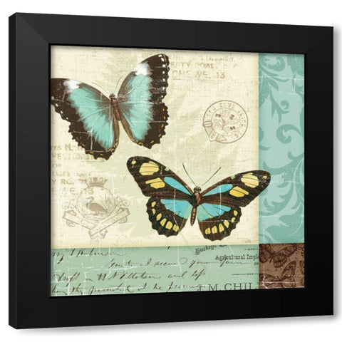 Butterfly Patchwork II Black Modern Wood Framed Art Print with Double Matting by Pela Studio