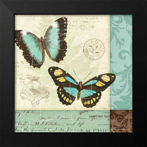 Butterfly Patchwork II Black Modern Wood Framed Art Print by Pela Studio