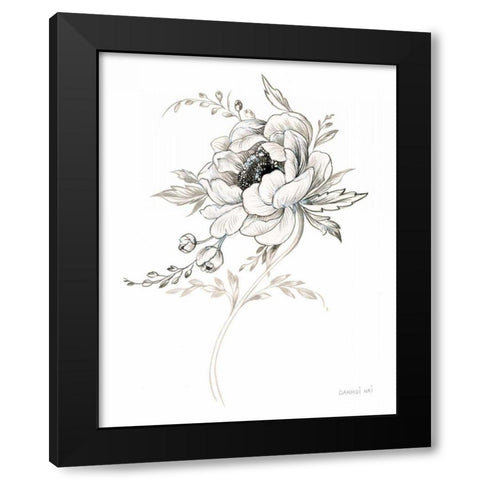 Sketchbook Garden VIII BW Black Modern Wood Framed Art Print with Double Matting by Nai, Danhui