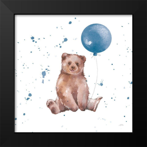 Festive Bear Blue Sq Black Modern Wood Framed Art Print by Pete, Katrina