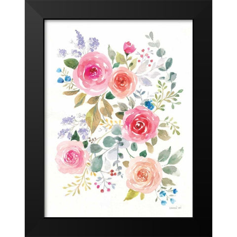 Lush Roses II Black Modern Wood Framed Art Print by Nai, Danhui